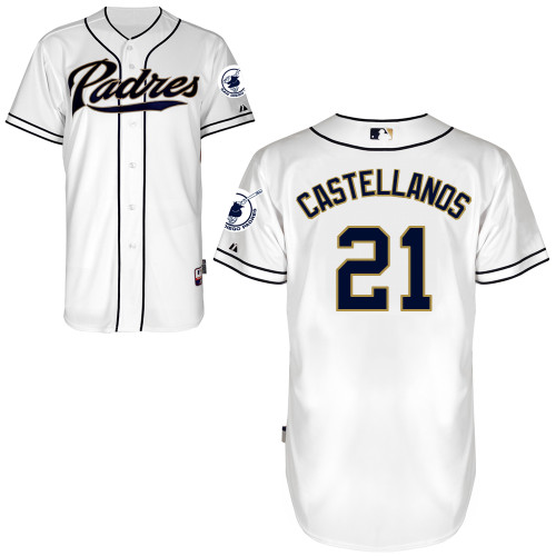 Alex Castellanos #21 MLB Jersey-San Diego Padres Men's Authentic Home White Cool Base Baseball Jersey